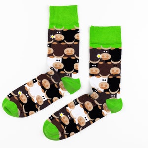 Cow socks, Animal socks, Farm socks, Cow and daisy socks, Gift for farmer, Western Lover socks, Farming socks, Moo socks, Cow lover gifts