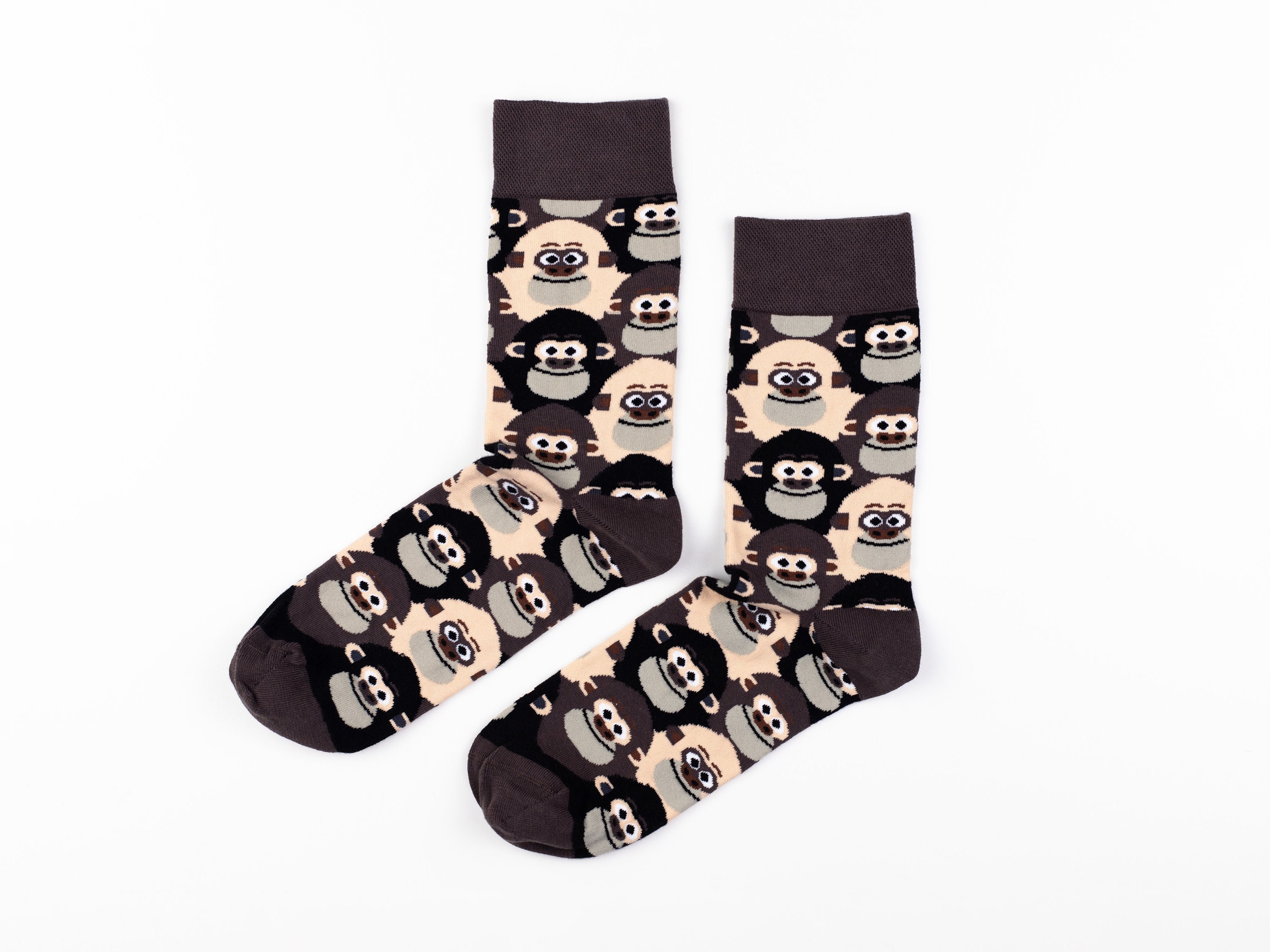 Calcetines de mono, Calcetines de animales, Regalo de mono, Calcetines Monkeylover, Calcetines locos, Calcetines marrones, Calcetines felices, Regalo para hombres, Calcetines divertidos, Calcetines impresionantes