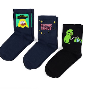 UFO socks, Planet socks, Alien socks, Cosmic socks, Cupcake socks, Space socks, Alien gift, Cool socks, Funny socks, Crazy socks, Gift socks