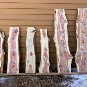 Live edge red cedar slabs