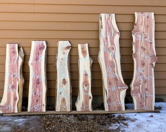 Live edge red cedar slabs