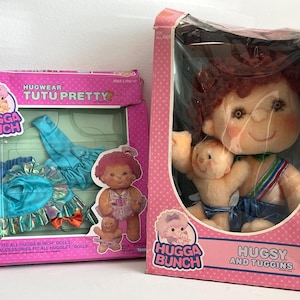 Vintage Hugga Bunch - Puppe & Outfit Set - Patooty und Cushy - Originale Box 1984