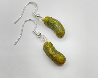 Mini Pickle Earrings, Polymer Clay Food / Pastry Miniatures Charm