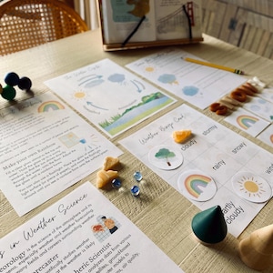 Paquete de aprendizaje sobre el clima Educación en el hogar inspirada en la naturaleza Waldorf/Montessori