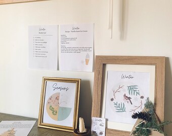 Seasonal Living Pack: Nature Inspired Fun & Educational Homeschool Resource-Recipe, Bucket List, Scavenger Hunt, Poster, Nature Craft, more