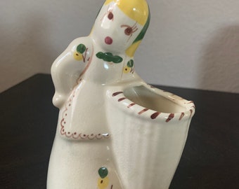 Vintage California Pottery Ceramic Girl Vase Planter Figurine
