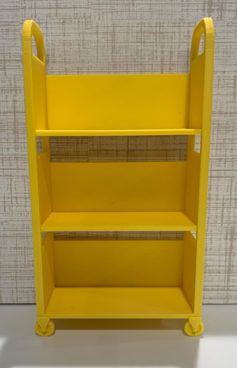 3D Printed Miniature Library Book Cart, Tiny Bookshelf Decor, Book Lover Accessory image 7