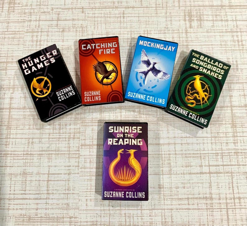 3D Printed Miniature Books: Hunger Games Series - Book Lover Gift, Mini bookcases image 1