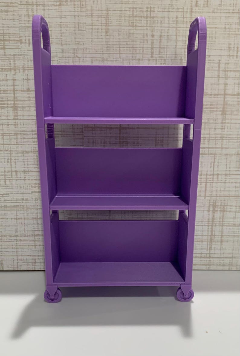 3D Printed Miniature Library Book Cart, Tiny Bookshelf Decor, Book Lover Accessory image 5