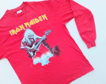 Vintage 1993 Iron Maiden Real Live Tour Langarm Shirt Größe L (W 22 x L 29.5)
