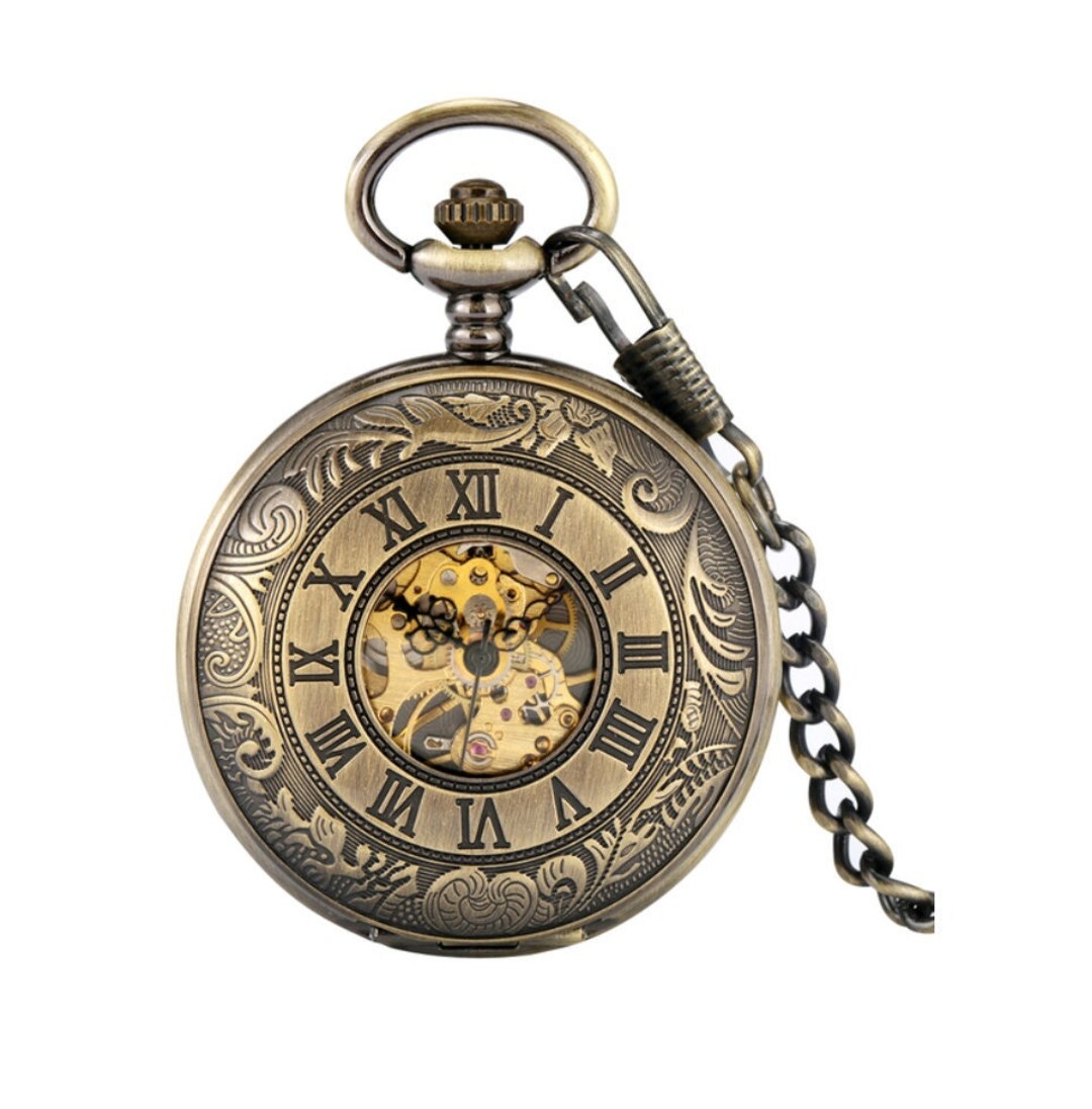 Pocket Watch Mechanical Vintage Skeleton Watches Steampunk Wind Men's
