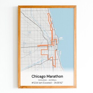 Souvenirposter van de Marathon van Chicago | Aangepaste poster | Hardlopen | Marathonparcours | Cadeau voor sporter
