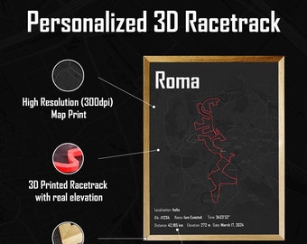 3D poster of the Rome Marathon circuit | Personalized Sports Wall Art