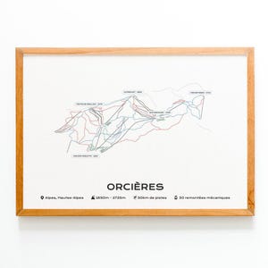 Affiche / Poster du plan des pistes de la station d'Orcières Merlette | Station de Ski Carte
