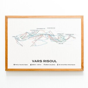 Affiche / Poster du plan des pistes de la station de Vars Risoul | Station de Ski Carte