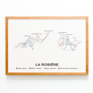 Affiche / Poster du plan des pistes de la station de La Rosière | Station de Ski Carte