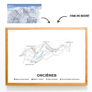 Affiche / Poster du plan des pistes de votre station | N'importe quelle Station de Ski en Carte