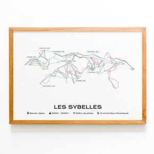 Affiche / Poster du plan des pistes de la station Des Sybelles | Station de Ski Carte