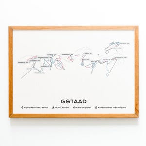 Affiche / Poster du plan des pistes de la station de Gstaad | Station de Ski Carte