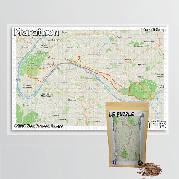 Puzzle Marathon de Paris | Puzzle souvenir personnalisée | Cadeau pour sportif
