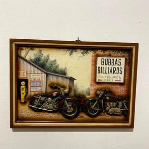 Insegna Vintage in Legno "Bubba's Billiards" – 48x34 cm, Decorazione Retrò per Sale Giochi e Bar