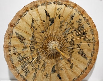 Grande Ombrellone Tradizionale Cinese in Carta - Ombrellone Vintage Orientale - Gru