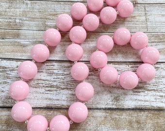 Light Pink Bubblegum Necklace, Pink Toddler Necklace, Baby Girl Chunky Bubblegum Bracelet, Pink Chunky Necklace, 1st Birthday Pink Necklace