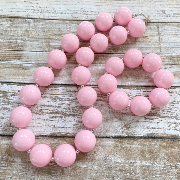 Light Pink Bubblegum Necklace, Pink Toddler Necklace, Baby Girl Chunky Bubblegum Bracelet, Pink Chunky Necklace, 1st Birthday Pink Necklace