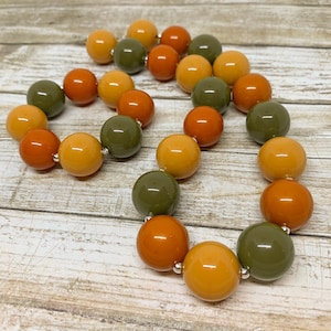 Girl Toddler Fall Chunky Necklace, Fall Bubblegum Necklace for Girls, Fall Beaded Necklace for Women, Fall Baby Bracelet, Girls Fall Jewelry