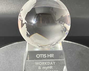 Trofeo de globo de cristal personalizado, trofeo con figura de globo de cristal, regalo de agradecimiento/reconocimiento/jubilación/promoción, decoración de oficina