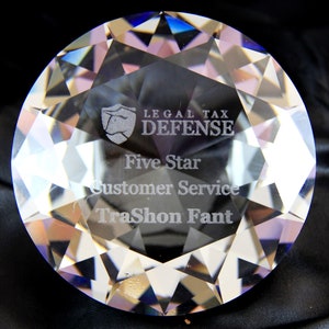 Personalized Laser Engraved Crystal Diamond Glass Paperweight, message engraved crystal, retirement gift, recognition gift,appreciation gift