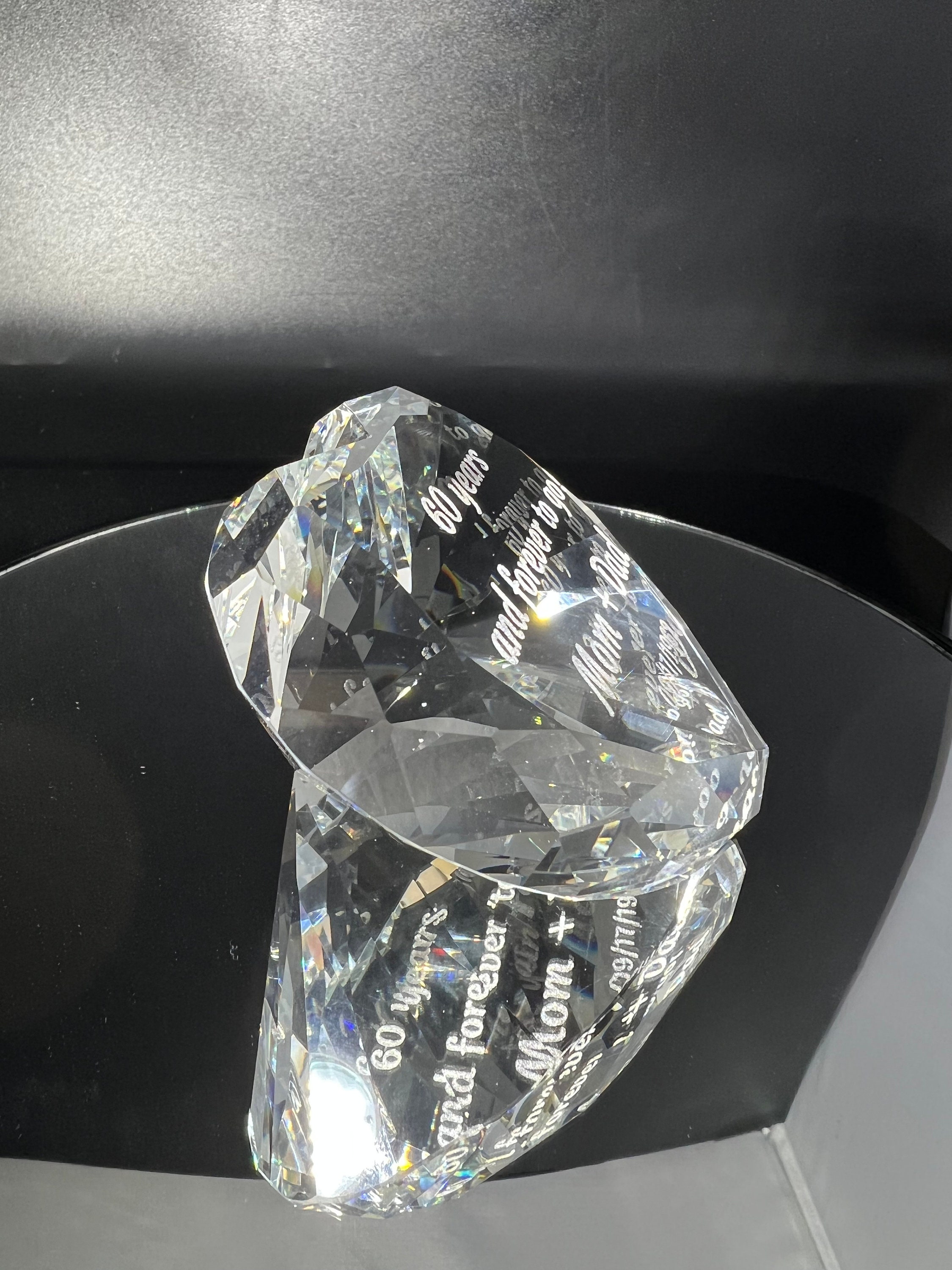 Crystal Diamond Jewel Paperweight 80 Mm Heart Dark Rainbow