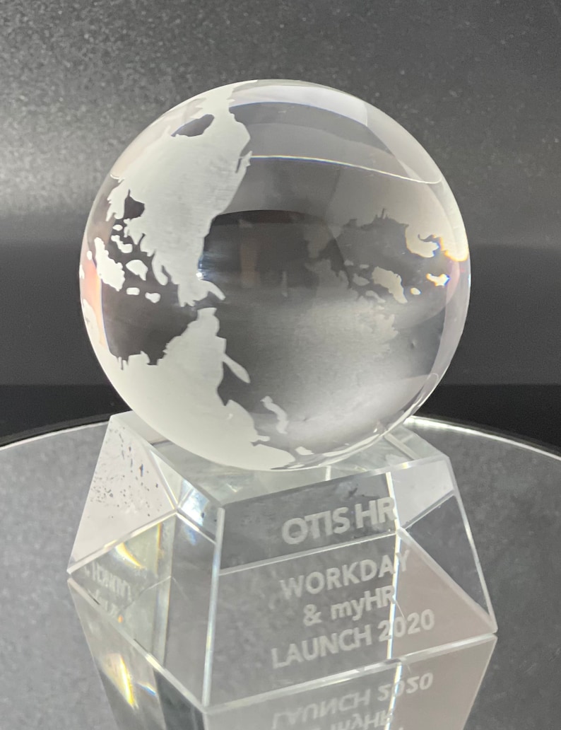 Personalized Crystal Glass Globe Trophy Award Glass Globe Etsy