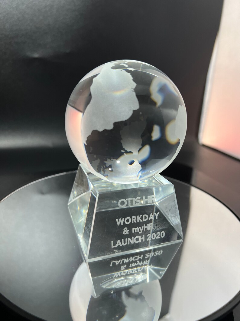 Personalized Crystal Glass Globe Trophy Award Glass Globe Etsy