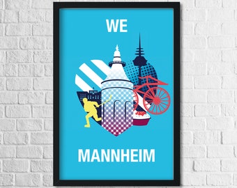 Mannheim Poster Herz blau