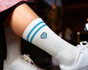 Bayern socks for Munich fans • Embroidered organic cotton sports socks for women & men • Funny tennis socks with heart motif