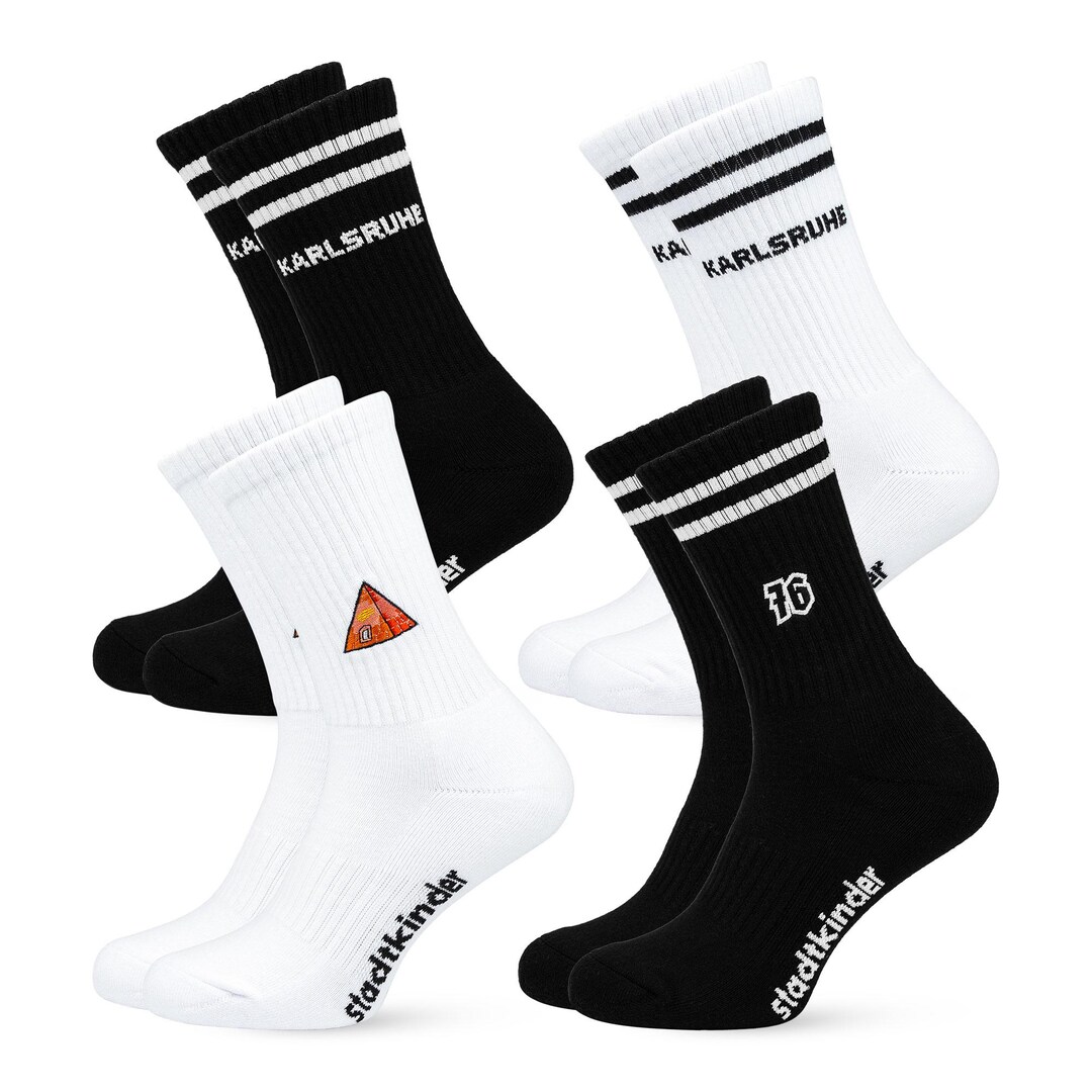 KARLSRUHE Socks Set of 4 Mix, Pyramid, 76 & Karlsruhe, Sports Socks ...