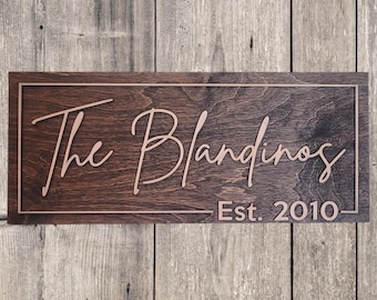 Personalized Family Name Sign: Custom Birch Wood Wall Décor - Wedding Anniversary Gift