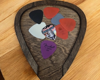 Wooden Guitar Pick Tray: Laser-Cut Pick Holder for Guitarists | Desk Organizer