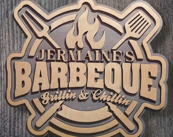 Custom BBQ Name Sign: Personalized Grill Master Wood Décor