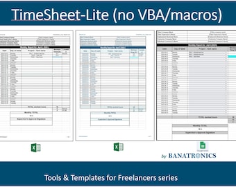 Stundenzettel | Stundenzettel für Freelancer | Logbuch | Vorlage für Freelancer | Aufnahmestunden | Google Sheets | Excel Vorlage | Kein VBA