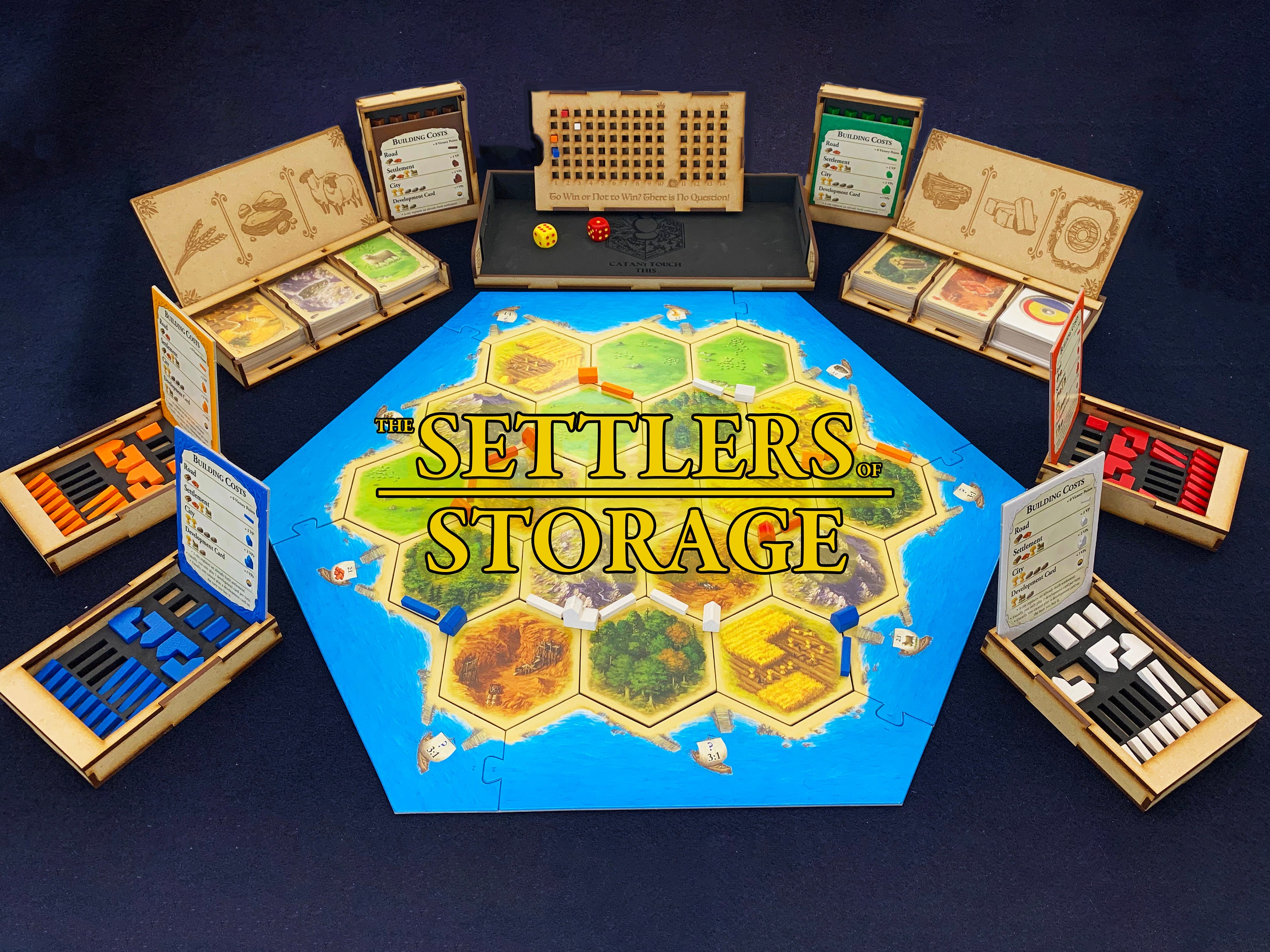 STL file Catan compatible player tray, game piece holder