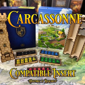 Carcassonne Compatible Insert - Button Press Tile Dispenser - Compatible with Core Game Box or 20th Anniversary Edition Box