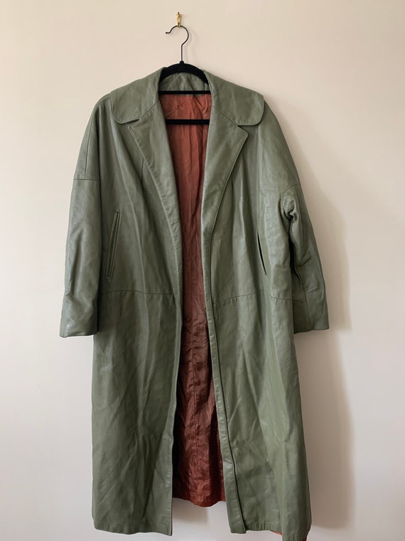 Olive Green Leather Duster