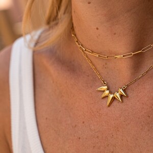Handmade Ray of Light Charm Necklace, Spikes Charm Necklace, Spike Necklace, Gold Spike Layering Necklace, Silver Spike Layering Necklace