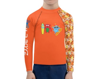 Kids surfing shirt, Toddlers surfing top, Surfer boys top, surfer kids gift, Grom Monsters Boys Surf Rash Guard