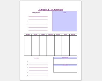 Weekly Planner Printable Download - Etsy