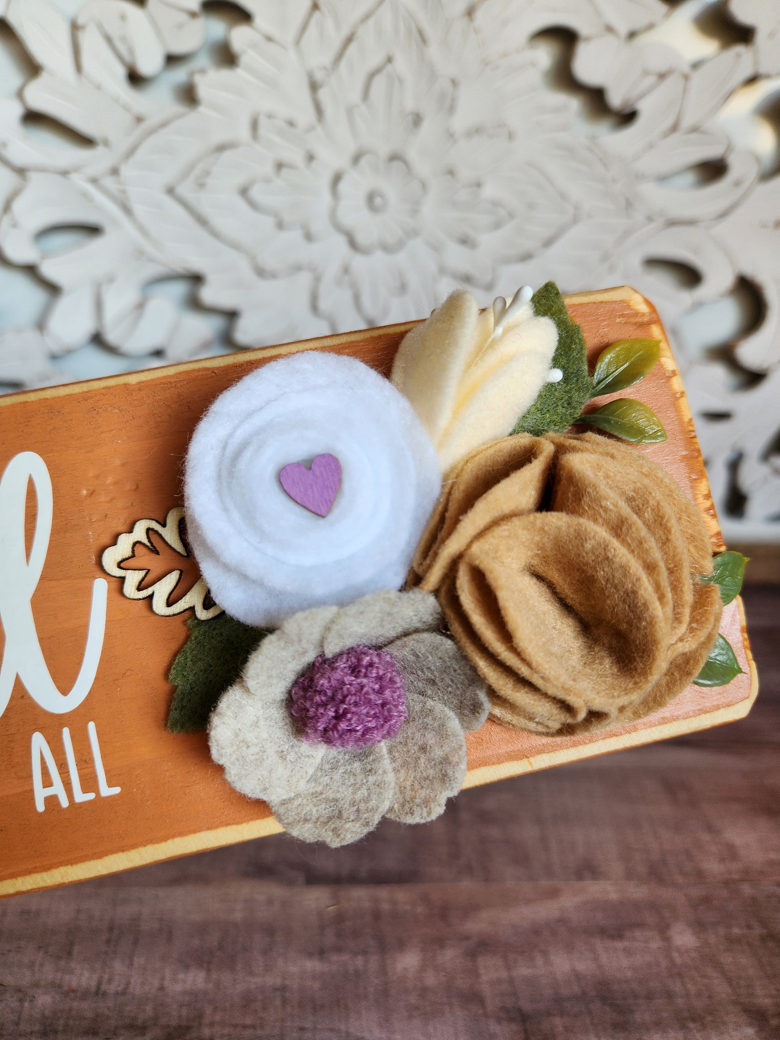 2x4 Fall Wood Block With Felt Flowers Decor - Etsy