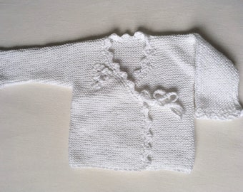 Newborn baby girl hand knitted cardigan