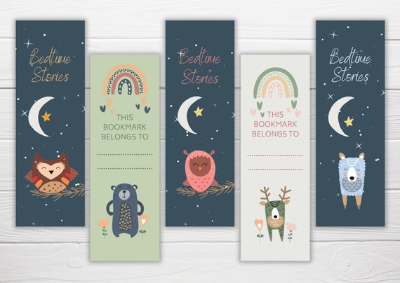 Printable Bookmarks Set of 5 Children's Bookmarks | Etsy